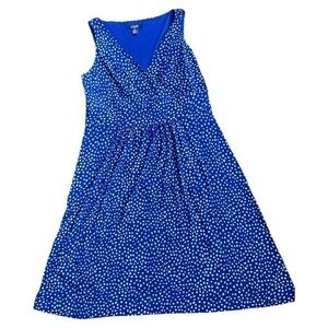 Chaps size Large, Blue with white Polka Dot Dress, flowing beautiful comfy